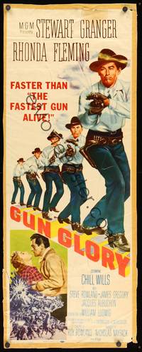 1h257 GUN GLORY insert '57 Stewart Granger is faster than the fastest gun alive, Rhonda Fleming!