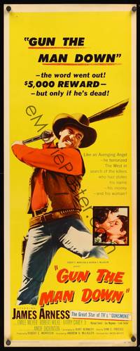 1h258 GUN THE MAN DOWN insert '56 James Arness terrorized the West in search of killers!