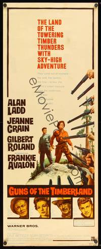1h261 GUNS OF THE TIMBERLAND insert '60 Alan Ladd, Jeanne Crain, first Frankie Avalon!