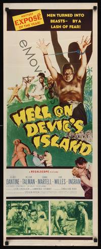 1h273 HELL ON DEVIL'S ISLAND insert '57 Rex Ingram, men turned into beasts by a lash of fear!