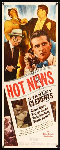 1h287 HOT NEWS insert '53 ace reporter Stanley Clements, cool newspaper artwork!