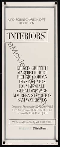 1h304 INTERIORS insert '78 Woody Allen, Diane Keaton, Mary Beth Hurt, Kristin Griffith