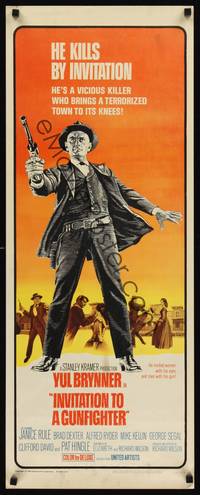 1h308 INVITATION TO A GUNFIGHTER insert '64 vicious killer Yul Brynner brings a town to its knees!