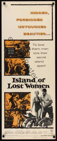 1h311 ISLAND OF LOST WOMEN insert '59 hidden, forbidden, untouched beauties in a raging hell!