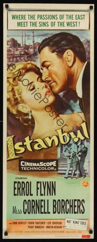 1h312 ISTANBUL insert '57 Errol Flynn & Cornell Borchers in Turkey's city of a thousand secrets!