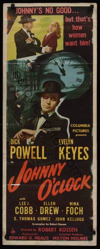 1h319 JOHNNY O'CLOCK insert '46 Dick Powell was too smart to tangle with sexy Evelyn Keyes!