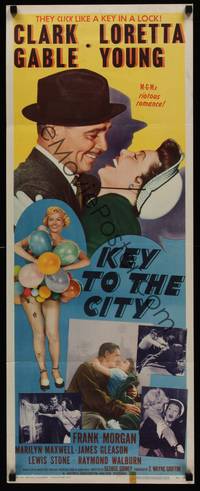 1h323 KEY TO THE CITY insert '50 romantic close-up of Clark Gable & Loretta Young!