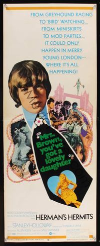 1h408 MRS BROWN YOU'VE GOT A LOVELY DAUGHTER insert '68 Peter Noone wearing mod tie w/title on it!