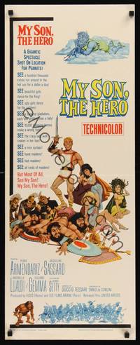 1h415 MY SON, THE HERO insert '63 Arrivano I Titani, wacky sword & sandal artwork!