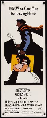 1h424 NEXT STOP GREENWICH VILLAGE insert '76 cool art of Lenny Baker in New York by Glazer!