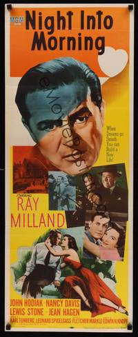 1h425 NIGHT INTO MORNING insert '51 great dramatic art of alcoholic Ray Milland & family!