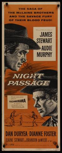 1h427 NIGHT PASSAGE insert '57 no one could stop the showdown between Jimmy Stewart & Audie Murphy