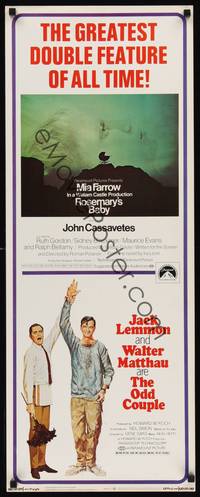 1h434 ODD COUPLE/ROSEMARY'S BABY insert '69 the greatest and oddest double feature of all time!
