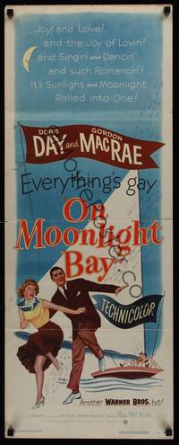 1h437 ON MOONLIGHT BAY insert '51 great image of singing Doris Day & Gordon MacRae on sailboat!