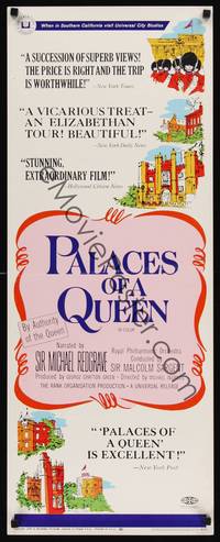 1h446 PALACES OF A QUEEN insert '67 English royalty, narrated by Michael Redgrave!
