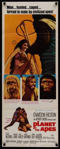 1h457 PLANET OF THE APES insert '68 Charlton Heston, classic sci-fi, forced to mate!