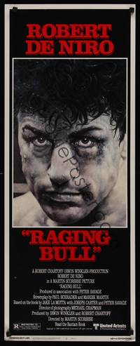 1h482 RAGING BULL insert '80 Martin Scorsese, classic close up boxing image of Robert De Niro!
