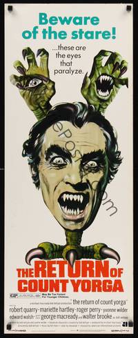 1h485 RETURN OF COUNT YORGA insert '71 Robert Quarry, AIP vampires, wild monster art!