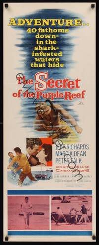 1h508 SECRET OF THE PURPLE REEF insert '60 adventure 40 fathoms down in shark-infested waters!