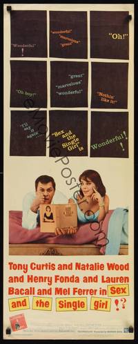 1h514 SEX & THE SINGLE GIRL insert '65 great image of Tony Curtis & sexy Natalie Wood!