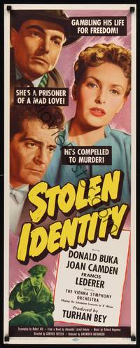 1h548 STOLEN IDENTITY insert '53 he's gambling his life for freedom, she's a prisoner of mad love!