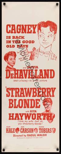 1h552 STRAWBERRY BLONDE insert R57 James Cagney, Olivie De Havilland, Rita Hayworth!