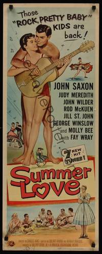 1h554 SUMMER LOVE insert '58 very young John Saxon plays guitar with pretty girl!