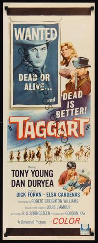 1h565 TAGGART insert '64 Tony Young, Dan Duryea, Louis L'Amour, western!