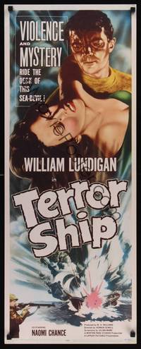 1h575 TERROR SHIP insert '54 violence and mystery ride the deck of this sea-devil, cool art!