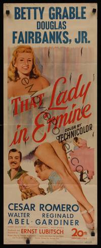 1h579 THAT LADY IN ERMINE insert '51 Betty Grable & Douglas Fairbanks Jr., Ernst Lubitsch!