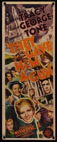 1h584 THEY GAVE HIM A GUN insert '37 pretty Gladys George, Spencer Tracy & Franchot Tone!