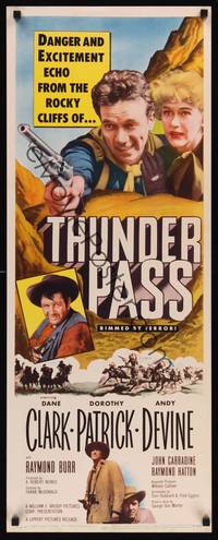 1h595 THUNDER PASS insert '54 Dane Clark, Dorothy Patrick, one man defies the Kiowa & Comanche!