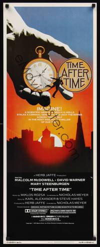 1h598 TIME AFTER TIME insert '79 Malcolm McDowell as H.G. Wells, David Warner as Jack the Ripper!