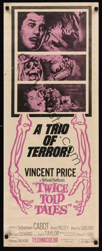 1h615 TWICE TOLD TALES insert '63 Vincent Price, Nathaniel Hawthorne, a trio of unholy horror!
