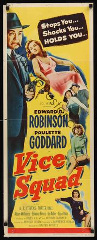 1h631 VICE SQUAD insert '53 Edward G. Robinson, film noir that stops you, shocks you, holds you!