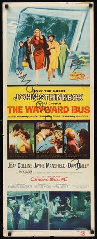 1h652 WAYWARD BUS insert '57 art of sexy Joan Collins & Jayne Mansfield, from John Steinbeck novel