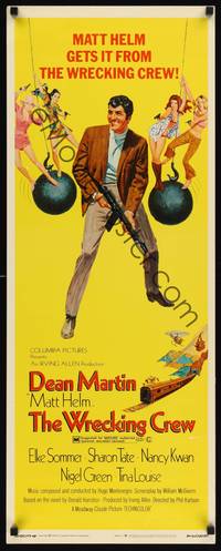 1h681 WRECKING CREW insert '69 cool art of Dean Martin as Matt Helm with sexy spy babes!