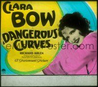 1j083 DANGEROUS CURVES glass slide '29 close up of sexy cute Clara Bow, directed by Lothar Mendes!
