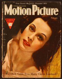 1j044 MOTION PICTURE magazine February 1939 super close portrait of sexy Hedy Lamarr!