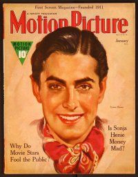 1j043 MOTION PICTURE magazine January 1939 wonderful art of Tyrone Power wearing bandanna!