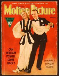 1j045 MOTION PICTURE magazine March 1939 art of Astaire & Rogers as Vernon & Irene Castle!