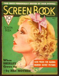 1j029 SCREEN BOOK magazine July 1936, fantastic art of pretty Marion Davies by Mozert!