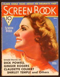 1j027 SCREEN BOOK magazine May 1936 wonderful profile portrait art of Norma Shearer by Mozert!
