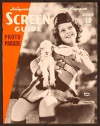 1j040 SCREEN GUIDE PHOTO-PARADE magazine October 1937 Shirley Temple in kilt feeding baby goat!