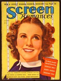 1j068 SCREEN ROMANCES magazine July 1937, close up of Deanna Durbin, who's giving prizes!