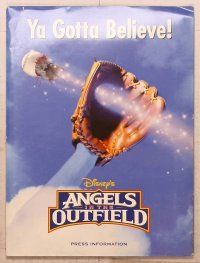 1j182 ANGELS IN THE OUTFIELD presskit '94 Disney, great image of baseball going through glove!