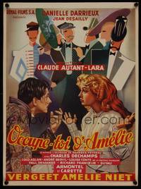 1k310 KEEP AN EYE ON AMELIA Belgian '49 Occupe-toi D'Amelie, art of Danielle Darrieux & Desailly!