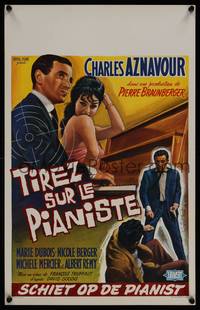 1k333 SHOOT THE PIANO PLAYER Belgian '60 Francois Truffaut's Tirez sur le pianiste, cool art!