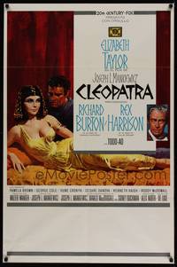 1k053 CLEOPATRA Spanish/U.S. 1sh '64 Elizabeth Taylor, Richard Burton, Rex Harrison, Howard Terpning art!