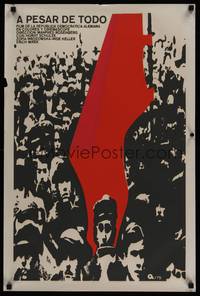 1k032 TROTZ ALLEDEM Cuban '75 art of huge crowd of people carrying red flag by A!